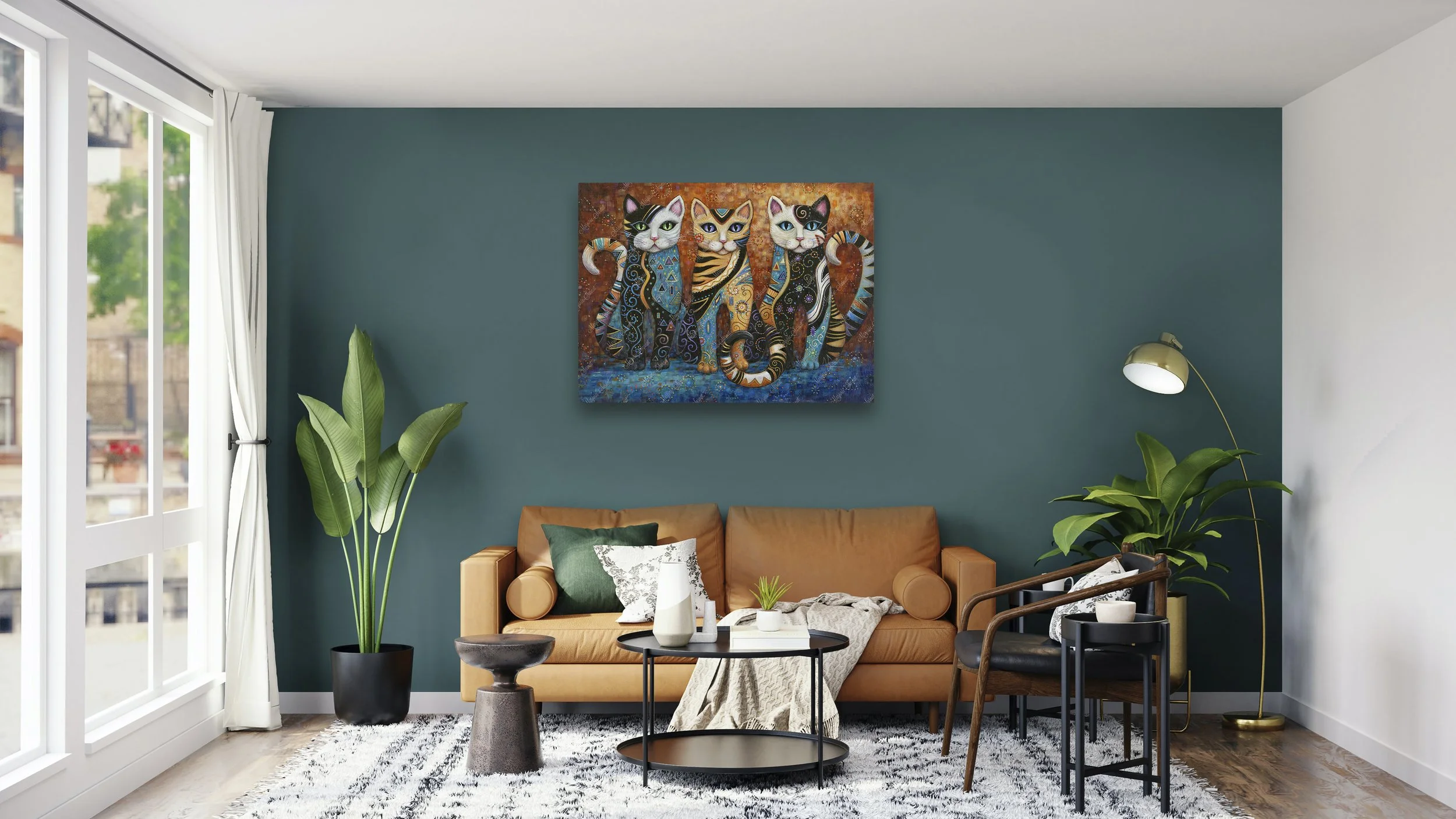 Kleo Kats, Klimt Inspired Artwork of Cats, Wall Art Canvas Prints